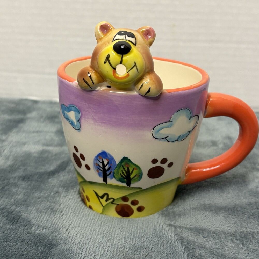 The Da Vinci Collection Handpainted Ceramic Coffee Mug Cup w/ Bear